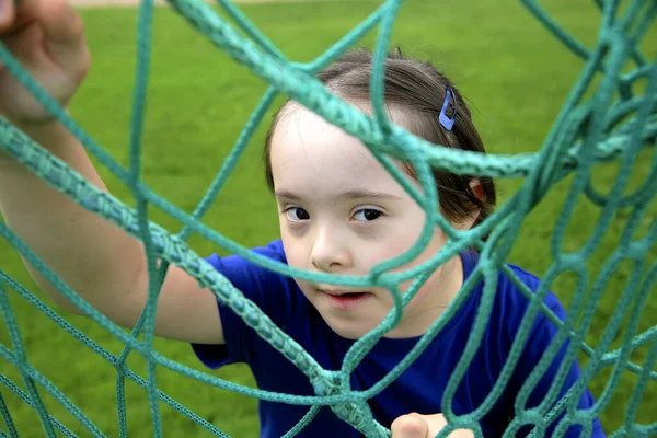 Little Girl Have Fun Stadium — Stock Photo, Image