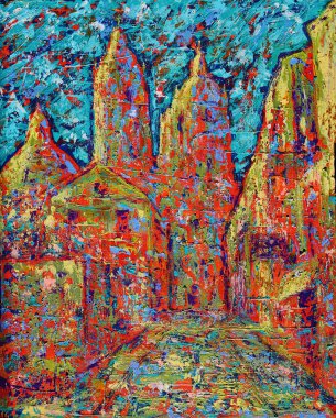 Eski şehrin soyut sanat tablosu