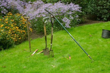 Kullanım için bahçe aletleri grup kurmak