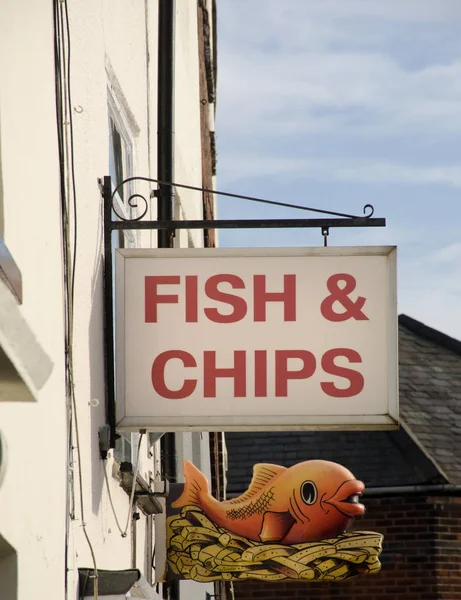 Tradiční Fish Chips Znamení — Stock fotografie