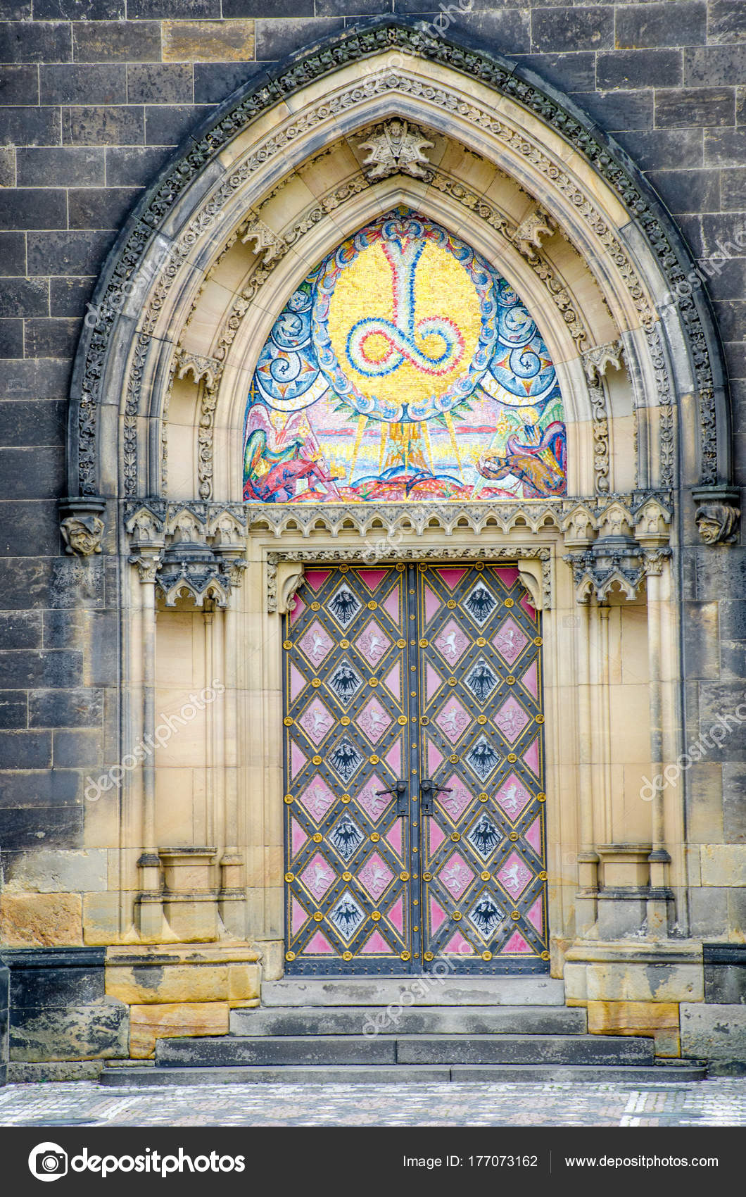 Ornate Door Basilica Peter Paul Church Prague Stock