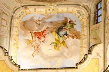 Ayrıntı süslü tavan Rozmberski Sarayı Vladislao Hall Prag