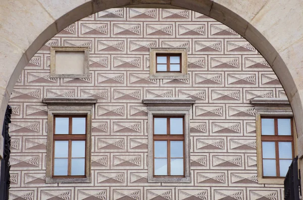 Dettaglio Del Modello Geometrico Muratura Arco Schwarzenberg Palazzo Praga — Foto Stock