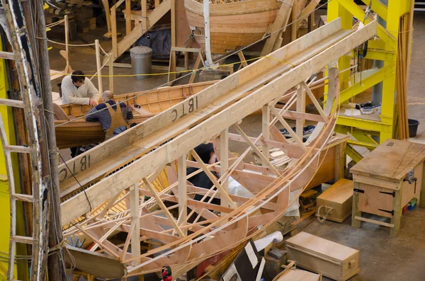 Portsmouth April 2018 Wooden Boat Being Built Workshop — Stock Photo, Image