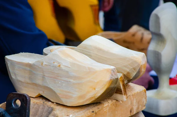 Traditional Wooden Clogs Being Made — Stock Photo, Image