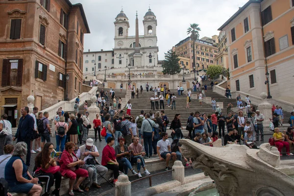 Rom Italien September 2019 Titta Upp Spanska Trappor Med Turistfolk — Stockfoto