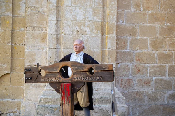 Mdina Malta Februari 2020 Gammaldags Aktier Med Staty — Stockfoto