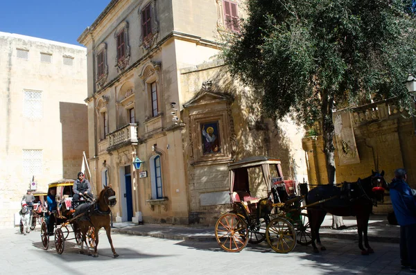 Medina Malta Februari 2020 Toeristisch Paard Koetsen Buiten Politiebureau Bij — Stockfoto