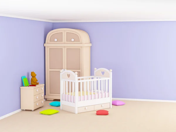 Bebek odası kabin ve menekşe — Stok fotoğraf