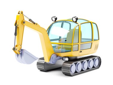 beyaz izole karikatür Ekskavatör