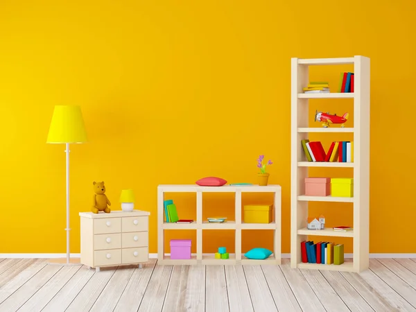 Çocuk odası kitaplık ile — Stok fotoğraf