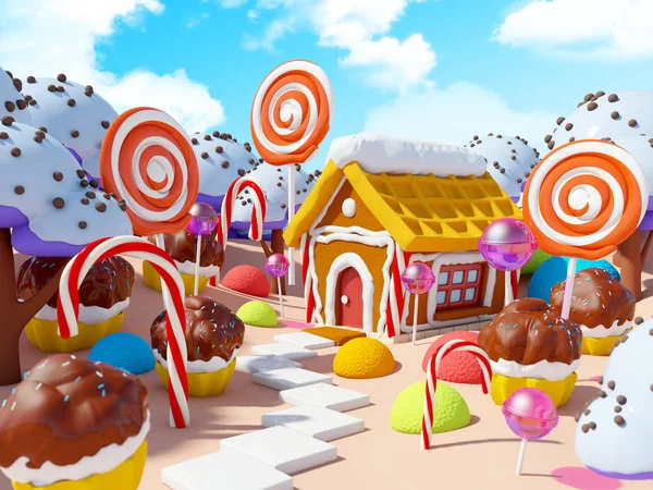 Candy land krajobraz — Zdjęcie stockowe