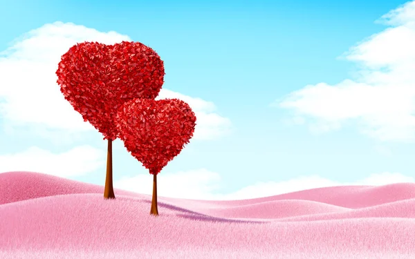 Heart trees landscape — Stock Photo, Image