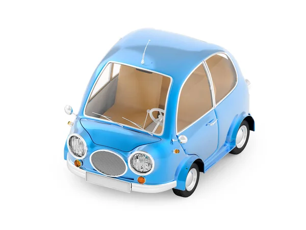 Ronde petite voiture bleu — Photo