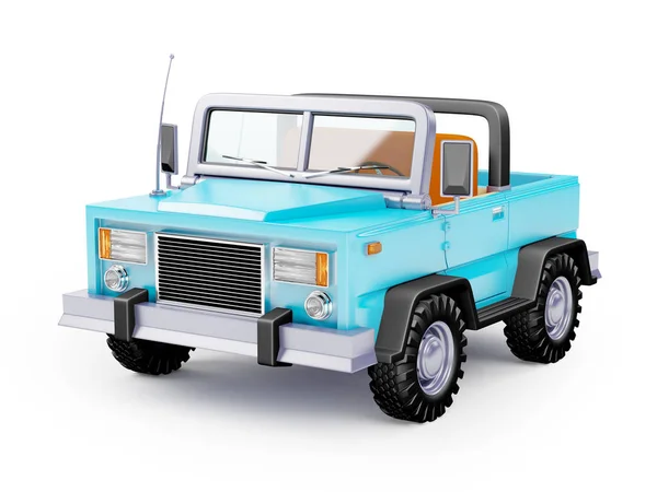 Cartoon safari suv blue — Stock Photo, Image