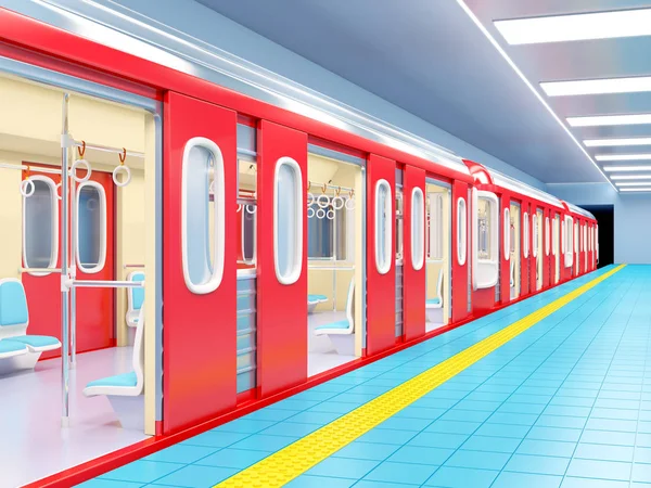 Subway train arrive on station — Stock Photo, Image