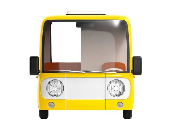 Moderna tecknad buss gul front — Stockfoto