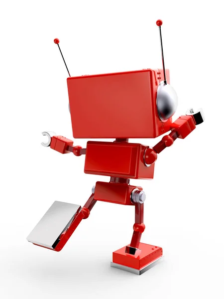 Robot retro rojo espalda —  Fotos de Stock