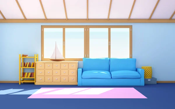 Marine house interior flat — Stock Photo, Image