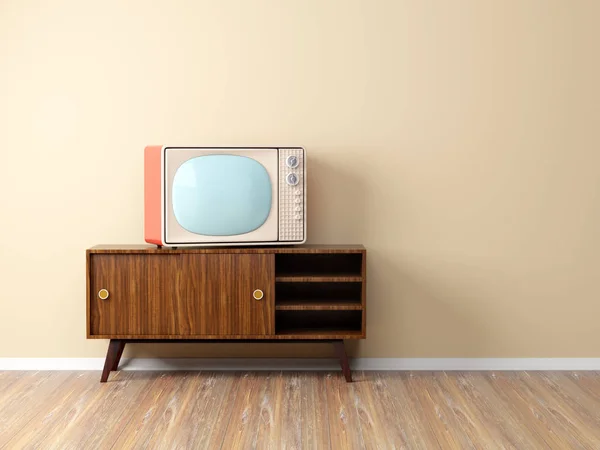 Eski vintage televizyon duvar — Stok fotoğraf