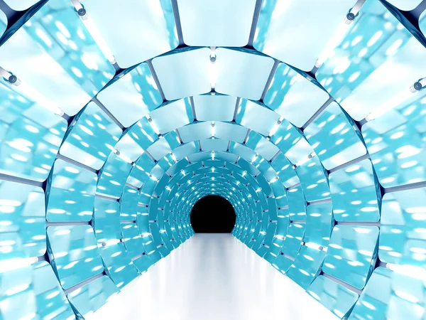 Tunnel futuristico con specchi — Foto Stock