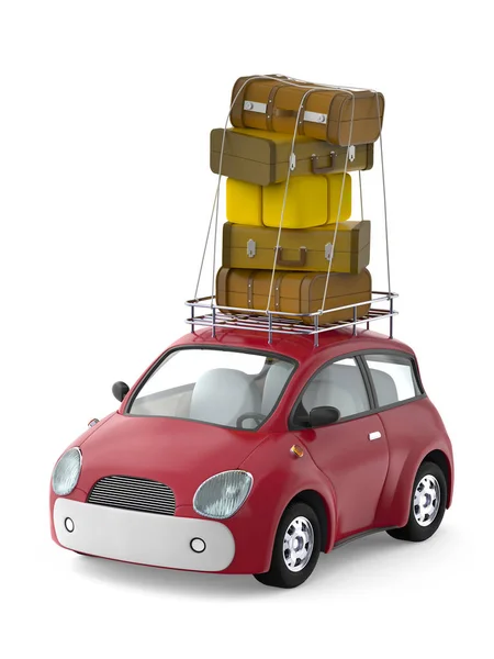 Small cute car with suitcases — Stock Photo, Image