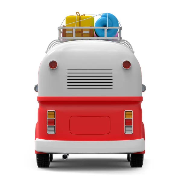 Van retro cartoon with suitcases back — 스톡 사진