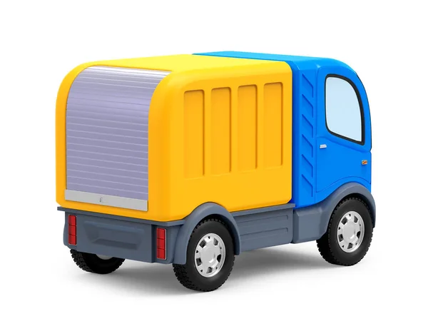 Futurista pequeno caminhão entrega desenhos animados de volta — Fotografia de Stock