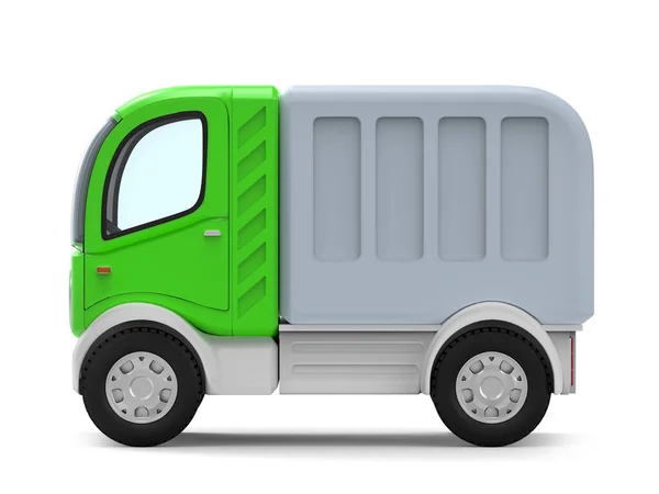 Futuristic small delivery truck cartoon side — Stok fotoğraf