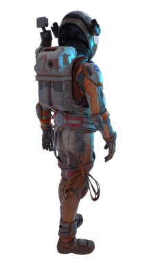 Astronotun arka planı beyaz arkaplanda izole edildi