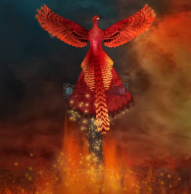 Phoenix bir haç üzerinde bir alev geri canlanır