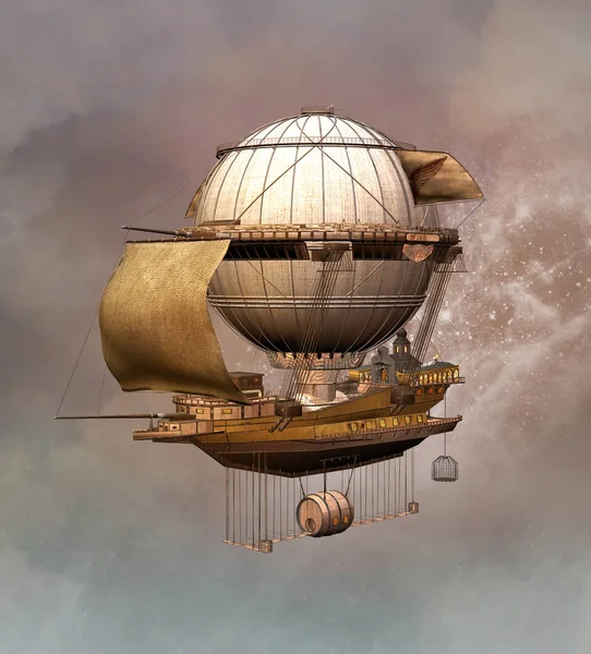 Steampunk vintage airship — Stock Photo, Image