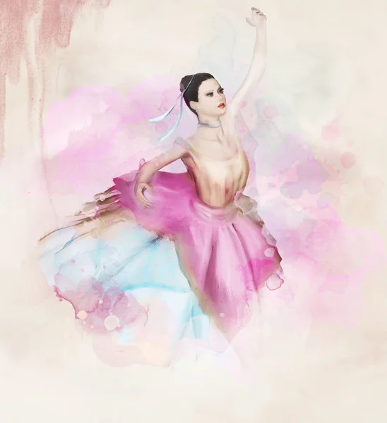 Балерина - акварельный портрет — стоковое фото