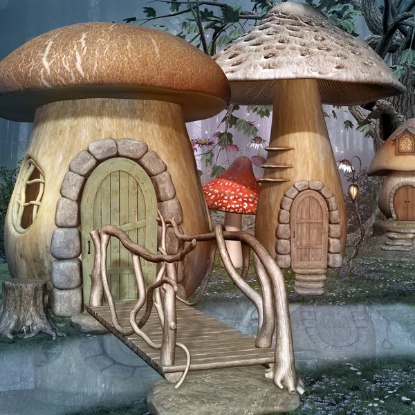 Fantaisie champignon village — Photo