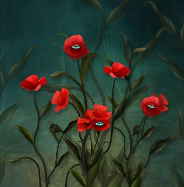 Surreal poppy plant clipart