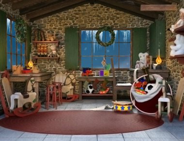 Noel Baba 'nın gizli odası hediyelerle dolu. 