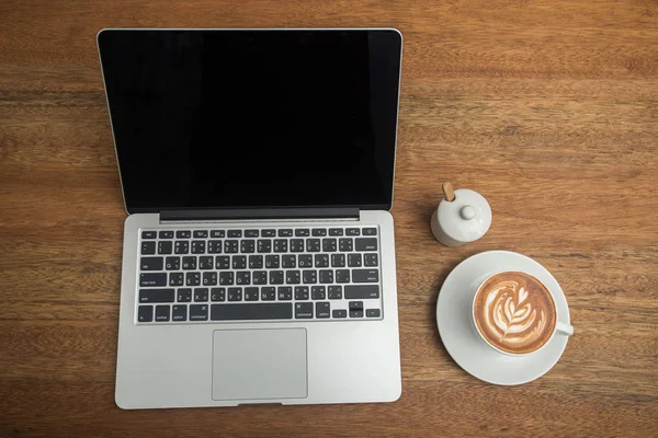 Coffee and notebook on the wood — Stock Photo, Image