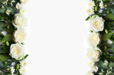 Fresh white rose flower on white background clipart