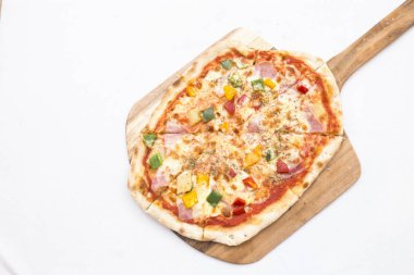 Üstten Görünüm Hawai pizza yemek yeterince iyi