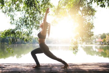 huzurlu bir atmosferde yoga yaparken genç kadın meditasyon.