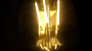 Siyah arka planda ampul lambası. Karanlıkta Edison ampulleri