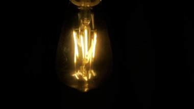 Siyah arka planda ampul lambası. Karanlıkta Edison ampulleri