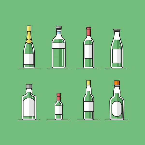 Düz vektör şişe Icons set