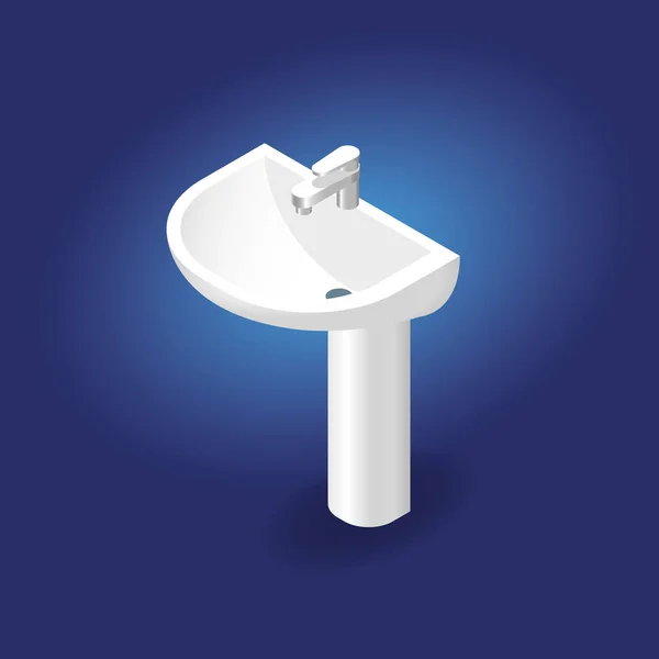 yüzünü yıkamak için tuvalete 3D lavabo ve gerçekçi izometrik vektör Illustratio eller