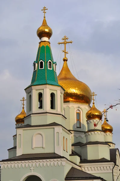 Церковь Святого Сергия Радонежского Сибирском Городке Топки Кемеровской Области России — стоковое фото