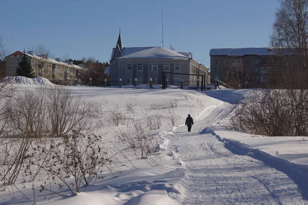 Regreso Paseo Pueblo Kislovka Siberia Rusia — Foto de Stock