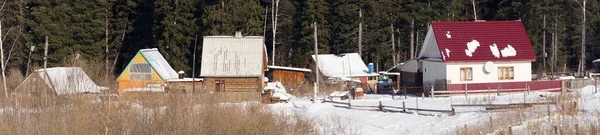 Časné Jaro Sibiřské Vesnici Rusku — Stock fotografie