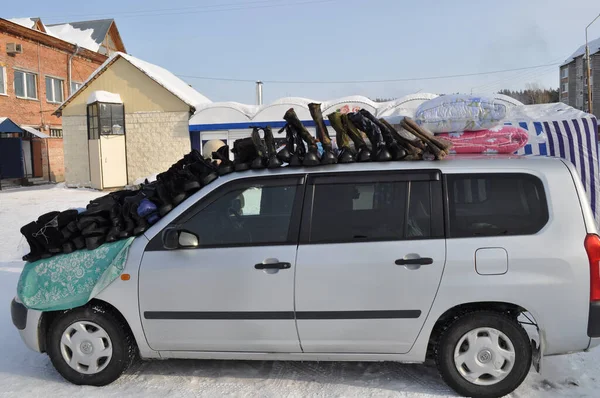 Mobil Vinter Sko Handel Byn — Stockfoto