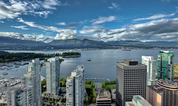 Luftaufnahme Hafen Von Vancouver Innenstadt Von Vancouver Und Nördlicher Vancouver — Stockfoto