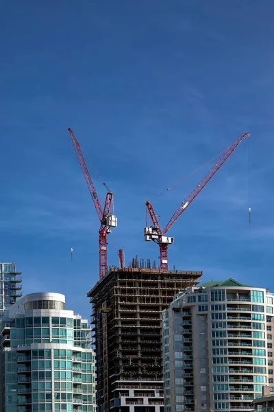 Nova Construção Arranha Céus Bairro Residencial Centro Vancouver — Fotografia de Stock